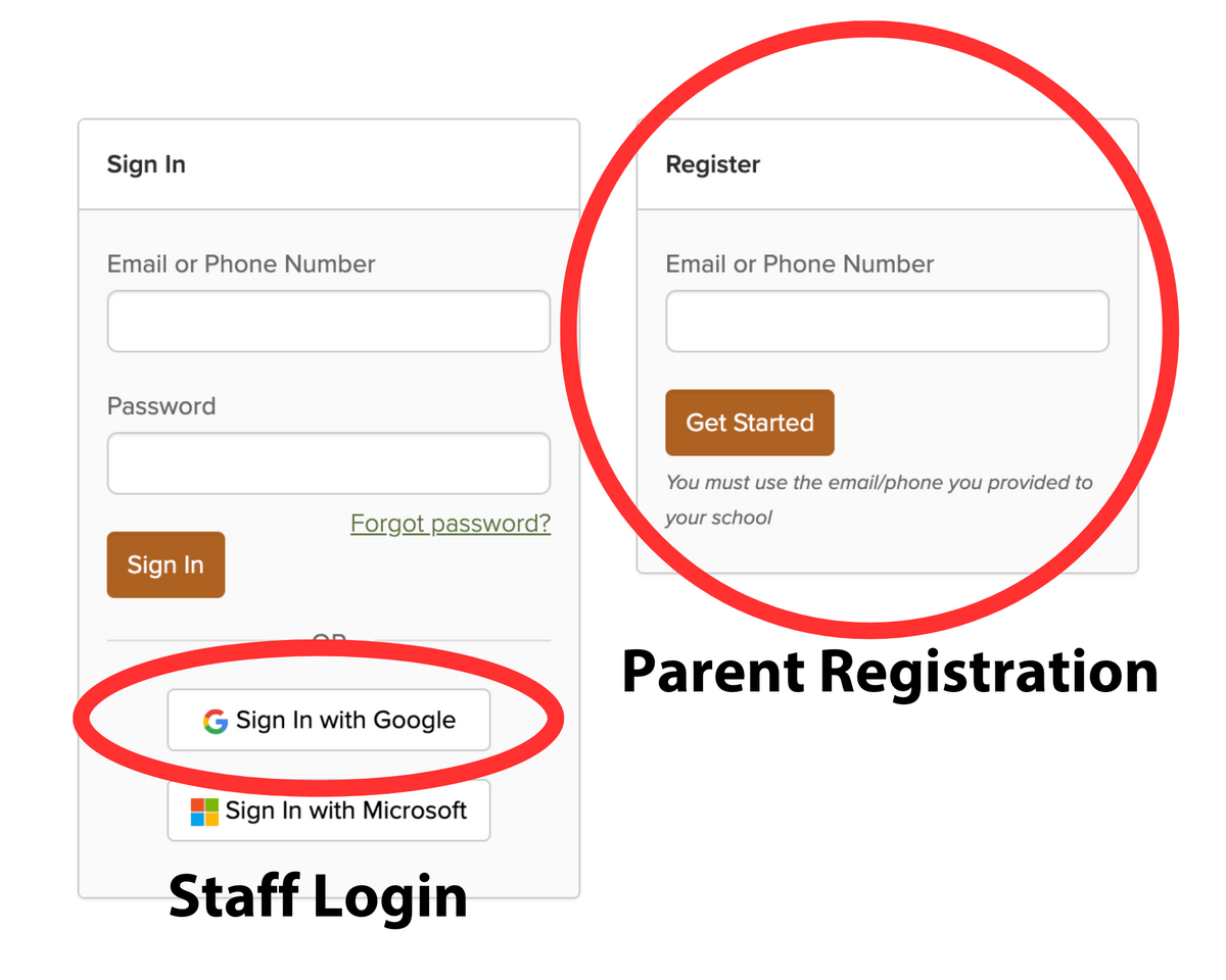 A photo of the ParentSquare login page